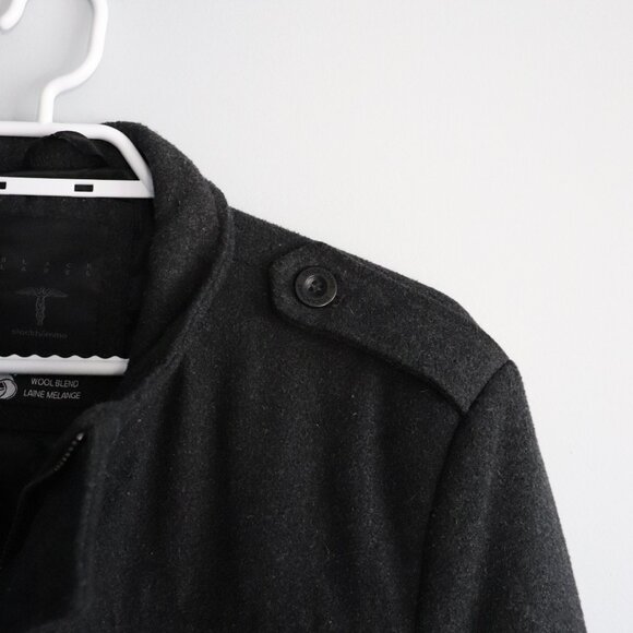 Black Label Mens Black Sz 40 Stockhomme Full Zip Buttoned Wool Blend Lined Coat - Picture 3 of 14